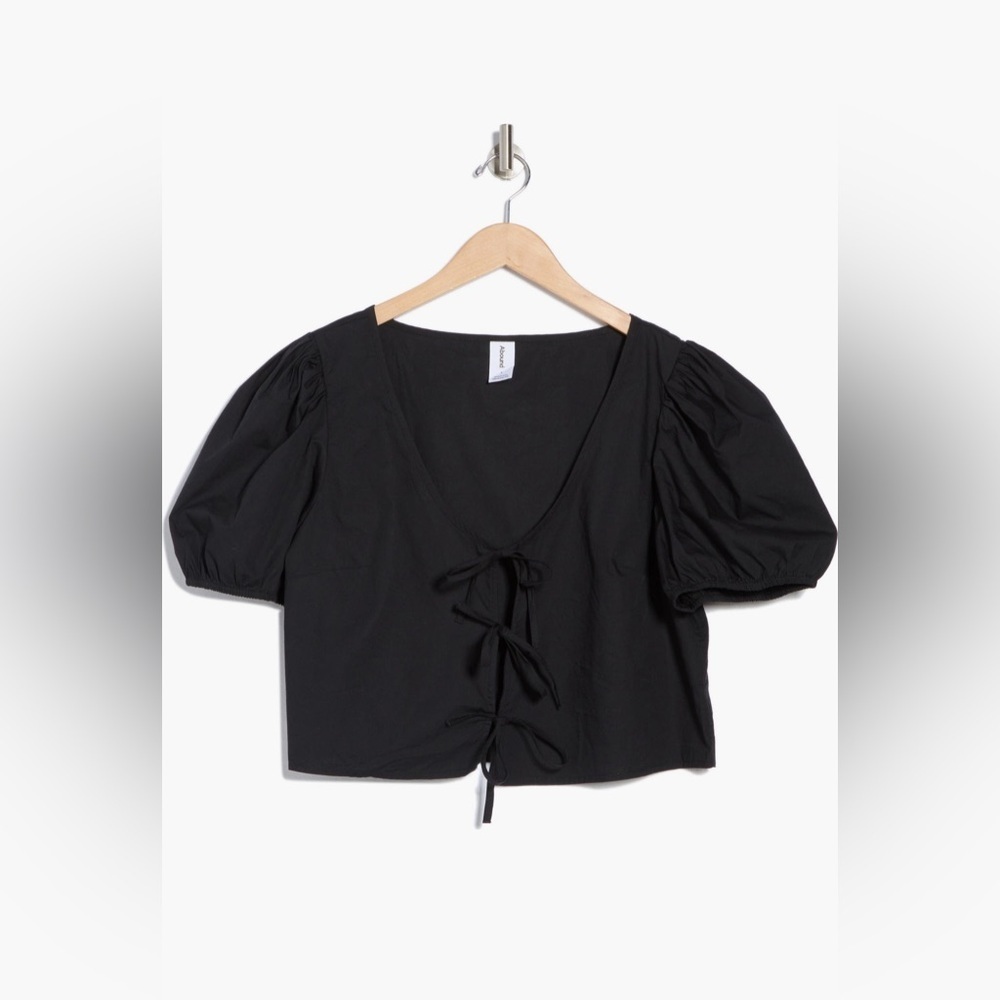 Abound‎ Black Smocked Ruffle Strap Crop Top | Size S NWT